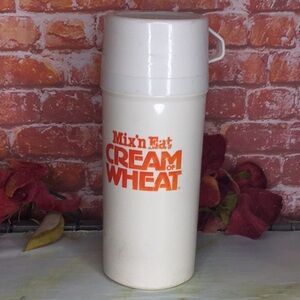 Vintage 80s Cream of Wheat Mix'n Eat White Travel Thermos